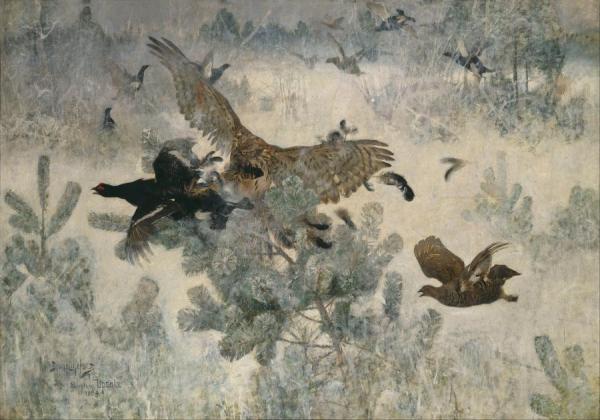 Bruno Liljefors Hawk And Black-game