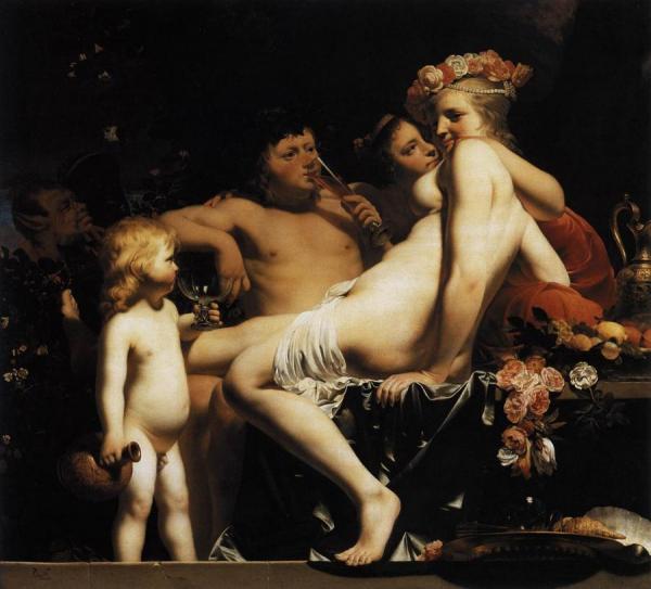 Caesar Van Everdingen Bacchus With Nymphs And Cupid