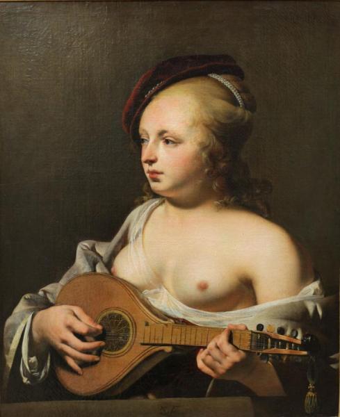 Cittern Player by Caesar Van Everdingen Oil Painting Reproductions