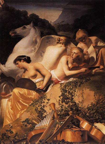 Caesar Van Everdingen Four Muses And Pegasus On Parnassus
