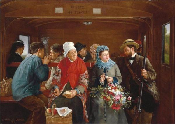The Railway Carriage by Camille-leopold Cabaillot Lassalle