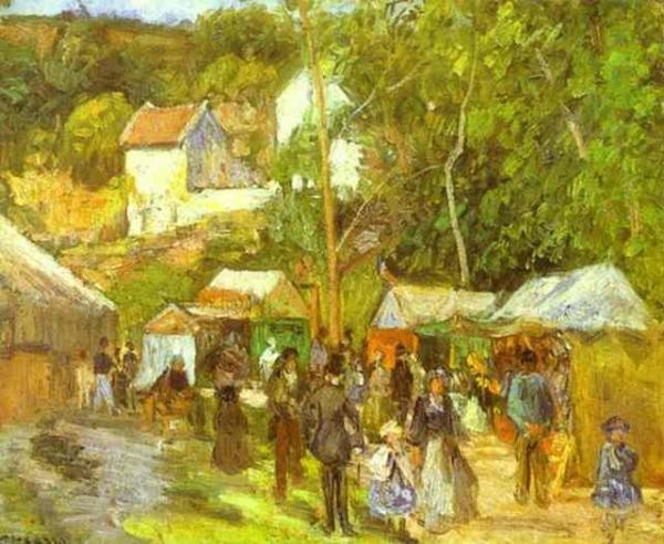 A Fair At L'hermitage Near Pontoise by Camille Pissarro