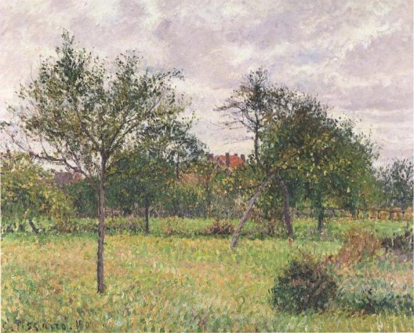 Afternoon In Eragny - Grey Weather by Camille Pissarro