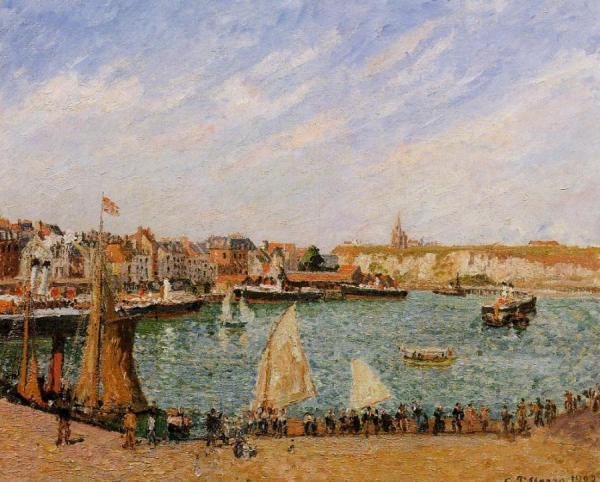 Afternoon, Sun, The Inner Harbour, Dieppe by Camille Pissarro
