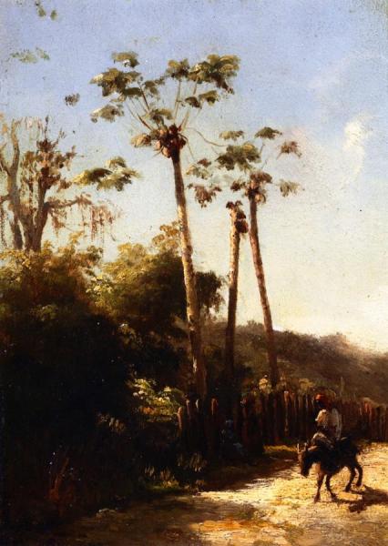 Antilles Landscape, Donkey And Rider On A Path by Camille Pissarro