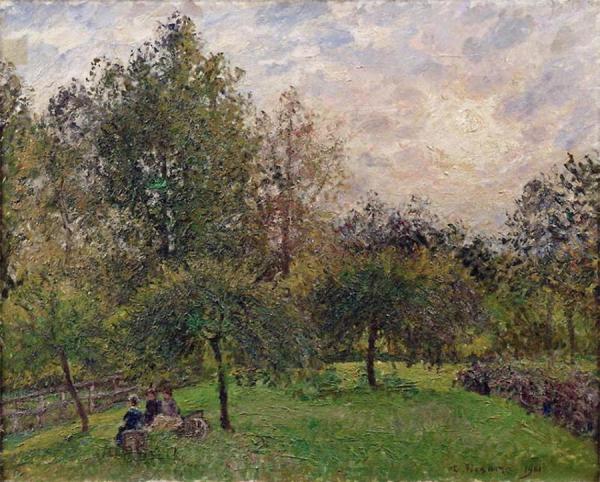 Apple Trees And Poplars At Sunset by Camille Pissarro