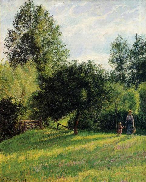 Apple Trees, Sunset, Eragny by Camille Pissarro