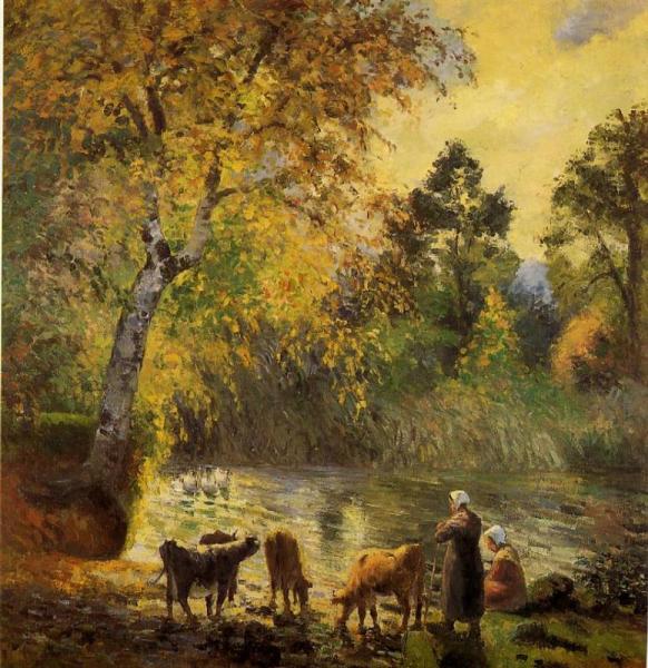 Autumn, Montfoucault Pond by Camille Pissarro