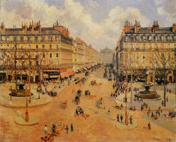 Avenue De L'opera: Morning Sunshine by Camille Pissarro Oil Painting Reproductions
