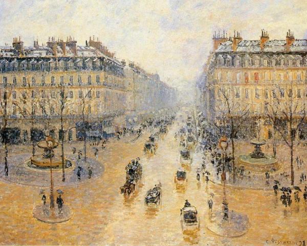 Avenue De L'opera: Snow Effect by Camille Pissarro