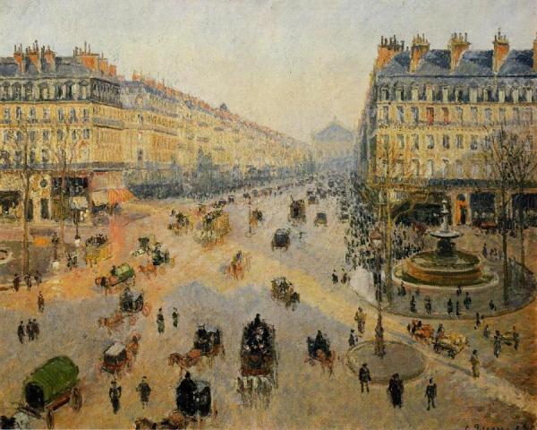 Avenue De L'opera: Sunshine Winter Morning by Camille Pissarro