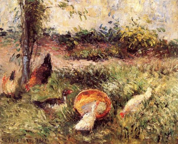 Back Yard With Chickens And Turkeys by Camille Pissarro Oil Painting Reproductions