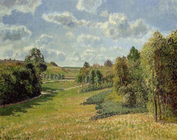 Berneval Meadows, Morning by Camille Pissarro