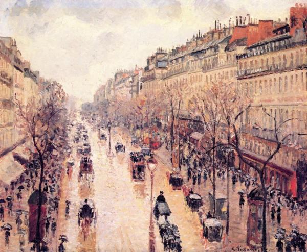 Boulevard Montmartre: Afternoon, In The Rain by Camille Pissarro