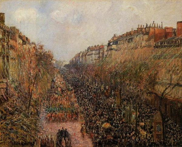 Boulevard Montmartre: Mardi-gras by Camille Pissarro