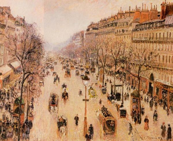 Boulevard Montmartre: Morning, Grey Weather by Camille Pissarro