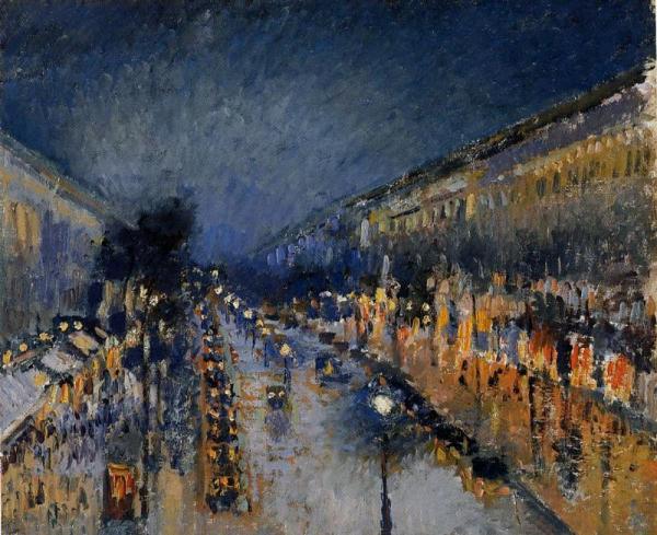 Boulevard Montmartre; Night Effect by Camille Pissarro