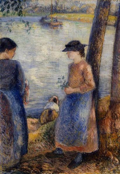 By The Water by Camille Pissarro Oil Painting Reproductions