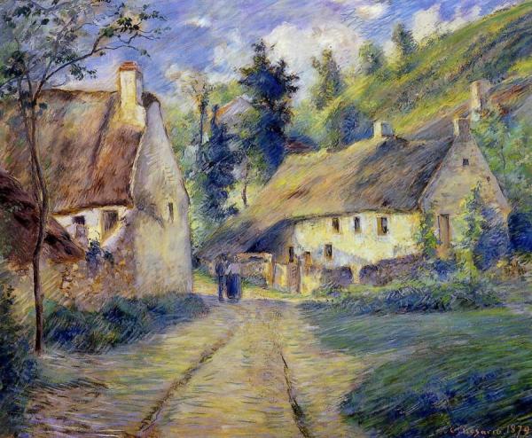 Cottages At Auvers, Near Pontoise by Camille Pissarro