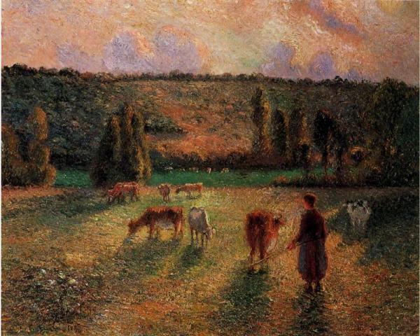 Cowherd At Eragny by Camille Pissarro