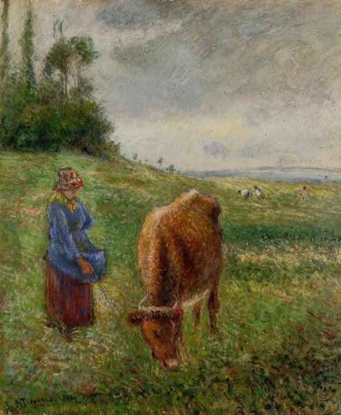 Cowherd, Pontoise by Camille Pissarro