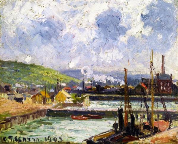 Darse De Pêche Et Bassin Duquesne, Dieppe, Temps Gris Lumineux by Camille Pissarro