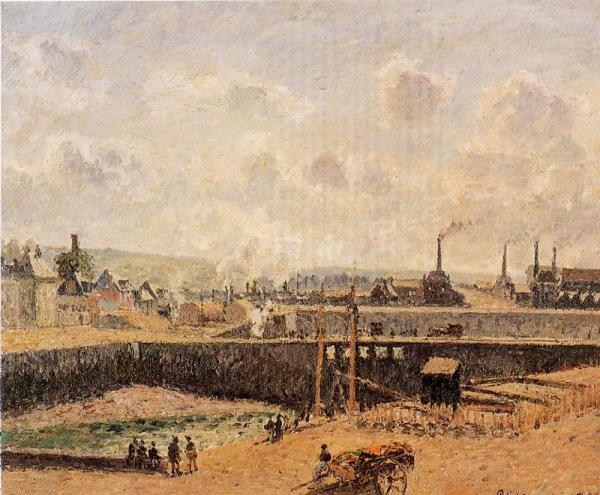 Dieppe, Dunquesne Basin, Low Tide, Sun, Morning by Camille Pissarro
