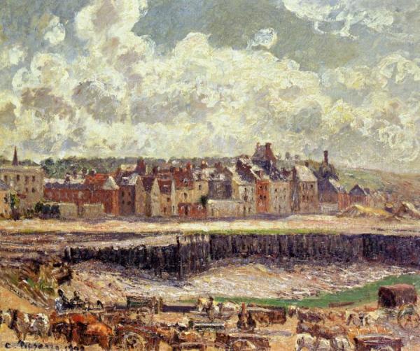 Dieppe, Dunquesne Basin, Sunlight Effect, Morning, Low Tide by Camille Pissarro