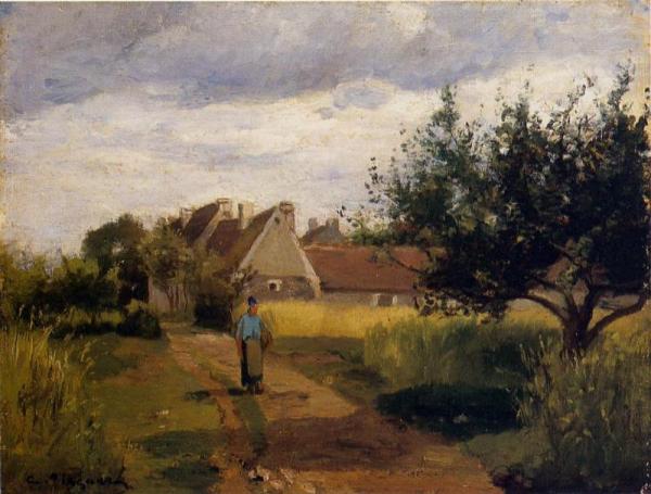Entering A Village by Camille Pissarro
