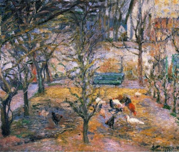 Farmyard At The Maison Rouge, Pontoise by Camille Pissarro