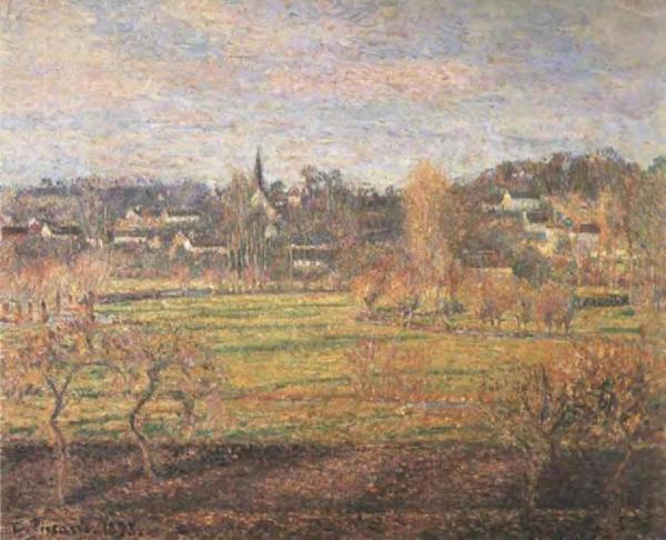 February, Sunrise, Bazincourt by Camille Pissarro