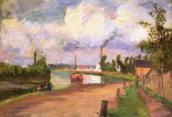 Fishermen On The Banks Of The Oise by Camille Pissarro