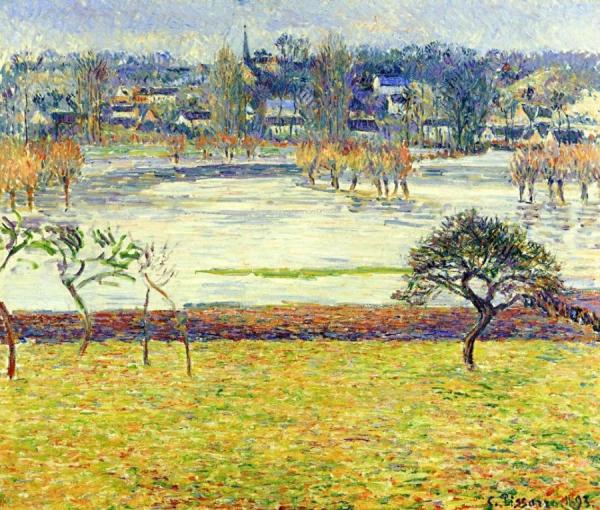 Flood, White Effect, Eragny by Camille Pissarro