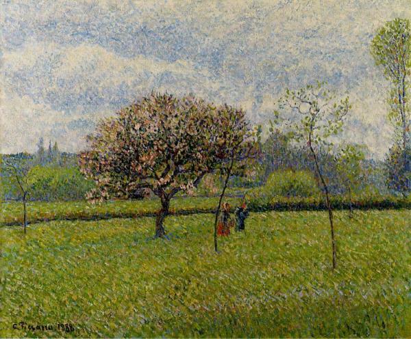 Flowering Apple Trees At Eragny by Camille Pissarro