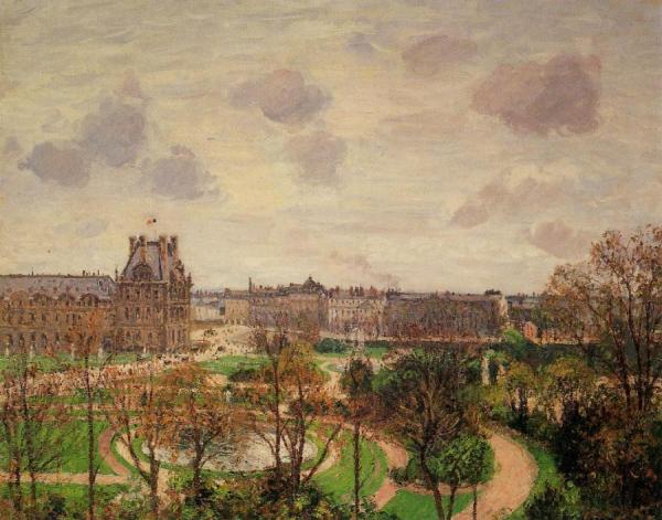 Garden Of The Louvre: Morning, Grey Weather by Camille Pissarro Oil Painting Reproductions