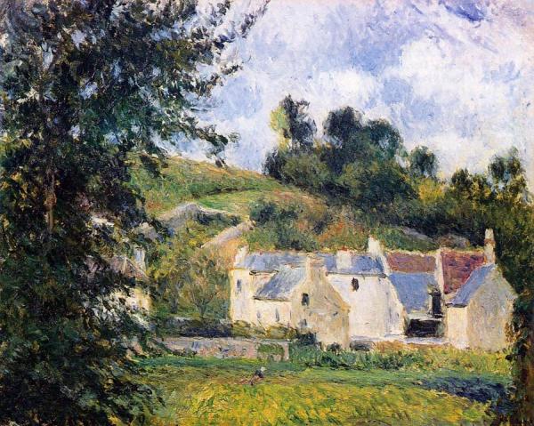 Houses Of L'hermitage, Pontoise by Camille Pissarro