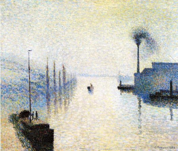 Ile Lacruix, Rouen: Effect Of Fog by Camille Pissarro