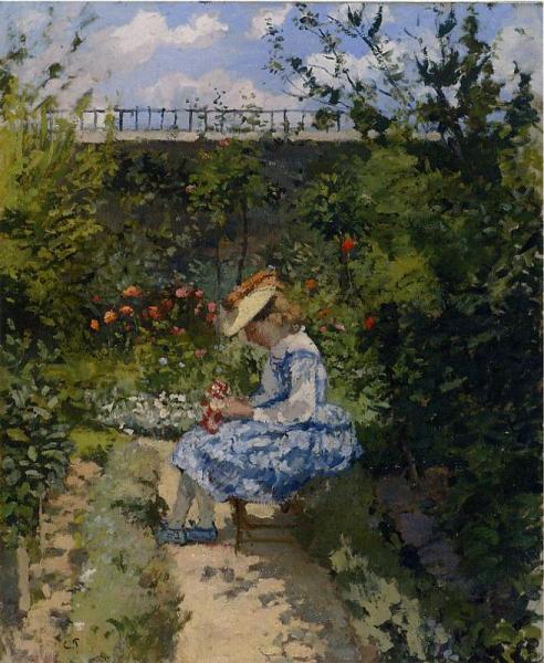 Jeanne In The Garden, Pontoise by Camille Pissarro