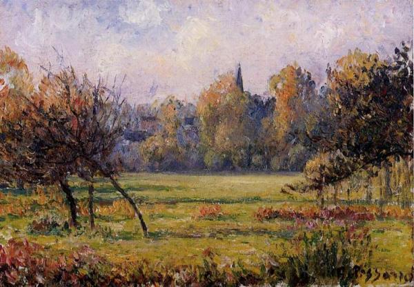 Landscape At Bazincourt by Camille Pissarro