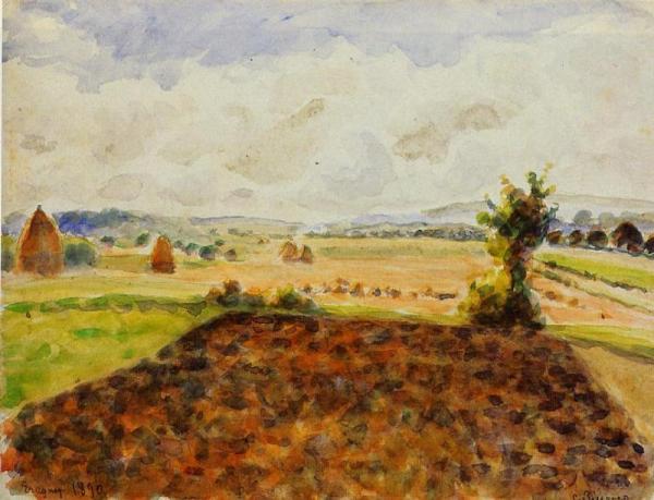 Landscape At Eragny, Clear Weather by Camille Pissarro