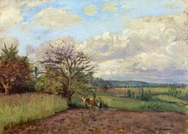 Landscape With A Cowherd by Camille Pissarro