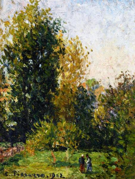Landscape With Two Figures, Éragny, Autumn by Camille Pissarro Oil Painting Reproductions