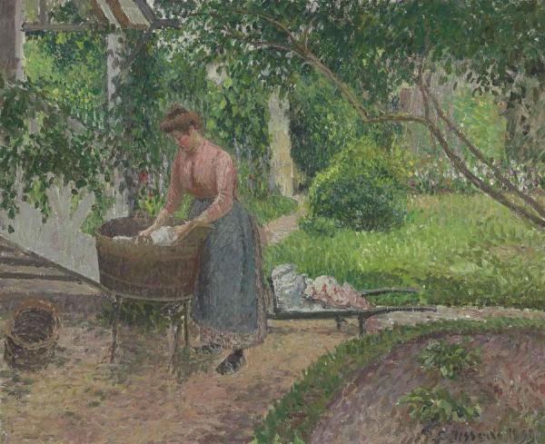 Laundress At Eragny by Camille Pissarro