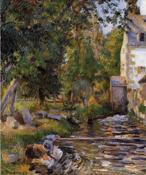 Laundry And Mill At Osny by Camille Pissarro