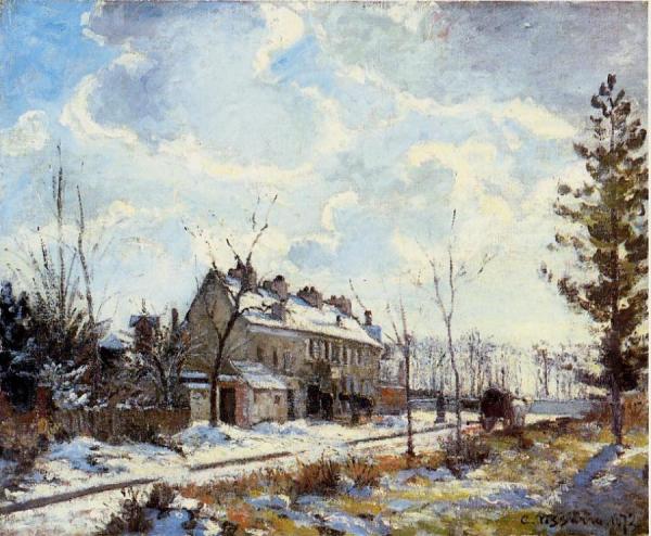 Louveciennes Road: Snow Effect by Camille Pissarro