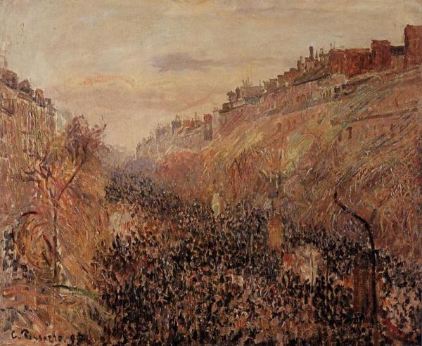 Mardi-gras, Sunset, Boulevard Montmartre by Camille Pissarro