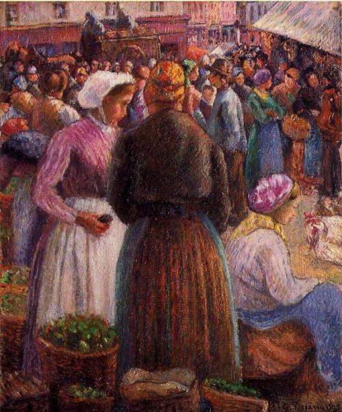 Market At Pontoise by Camille Pissarro