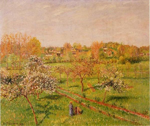 Morning, Flowering Apple Trees, Eragny by Camille Pissarro