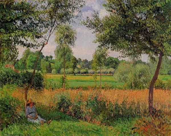 Morning, Sun Effect, Eragny by Camille Pissarro