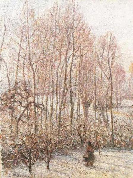 Morning Sunlight On The Snow, Eragny-sur-epte by Camille Pissarro